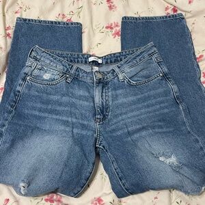 Forever 21 Distressed Blue Straight Leg Jeans